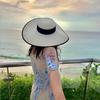 Sombrero Protector Solar de Verano para Mujer, Sombrero de Paja de Borde Ancho para Viajes y Vacaciones, Sombrilla Plegable, Sombrero Monocromático Versátil