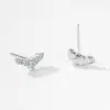 Pendientes de Plata de Ley S925 Nueva Cola de Sirena con Circonita para Mujer Diseño Pequeño y Exquisito Pendientes de Diamante con Soporte de Forma V de Alta Calidad