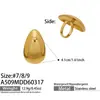 Conjunto de Anéis Personalizados com Design Exagerado Estilo Europeu e Americano em Formato de Croissant, Aço Inoxidável Banhado com Ouro Real 18K, Joia de Mão Simples e Fashion