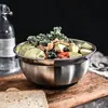 Bacia de Aço Inoxidável 304 com Base de Silicone Antiderrapante, Utensílio de Cozinha Especializado para Salada, Assar, Misturar Bolo, Sovar Massa, Lavar Vegetais e Louça, Espessada