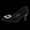 2024 nuevos tacones altos tacón de aguja viajero profesional pedrería hebilla cuadrada zapatos de mujer gran cantidad Congyou