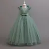 Comercio Exterior Transfronterizo Vestido para Niña Vestido Niños Grandes Flor Perla Vestido de Boda Dama de Honor Mesa Rendimiento Vestido de Princesa Largo hasta el Suelo