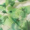 Saia de tecido Tencel linho com estampa de folha de lótus verde, drapeado macio, elegante, retrô, tecido para Hanfu primavera e verão