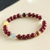 Pulsera de cuentas de transferencia de cinco elementos, pulsera de cinabrio, para hombre y mujer, arena dorada púrpura, aguamarina, granate, pulsera de buena suerte, joyería al por mayor