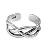 Runxin Nuevo anillo retro de plata tailandesa de múltiples capas irregulares para hombre y mujer anillo simple de vida cruz