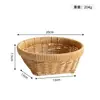 Cesta de Almacenamiento Redonda Tejida de Mimbre Sintético Hecha a Mano Estilo Japonés Cesta para Pan Cesta para Mantou Cesta de Frutas para Escritorio del Hogar de la Sala de Estar