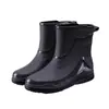 Botas de Lluvia para Hombre con Puño, Zapatos Impermeables Nuevos, Botas de Cordón para Exteriores, Zapatos de Goma Antideslizantes para Trabajo en Cocina, Botas de Lluvia Cálidas Forradas de Felpa