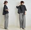 Top japonés nuevo de manga holgada Pantalones holgados de pierna ancha Conjunto de dos piezas