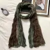 Bufanda estilo étnico, pañuelo para la cabeza plisado de lino estilo páramo con degradado, bufanda de seda del desierto, bufanda de cuello elegante para chicas a la moda.
