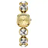 Elegante reloj de pulsera compacto, de forma cuadrada pequeña, alta gama, lujo ligero, incrustado de diamantes, reloj de cuarzo impermeable, reloj para mujer OEM personalizado transfronterizo