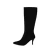 Botas Nuevas de Gamuza con Lentejuelas de Tacón Alto Punta Fina Botas de Tacón de Aguja Botas de Jinete Tallas Grandes 40-43 Botas de Exportación Wish
