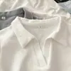 Gola Polo Ombro Verão Curto Barra Irregular Top Europeu Design Nicho Fio Manga Curta Camiseta para Mulheres