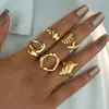 Anillo de Moda Versátil de Tendencia Popular Transfronterizo Electrochapado Geométrico Irregular Incrustado con Perla Anillo Plegado para Mujeres