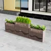 Combinación de Macetero de Acero Inoxidable Asiento Exterior Divisor Canaleta para Flores Patio Balcón Oficina de Ventas Banco de Calle Patio Exterior