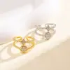 Anillo de Estrella y Trébol de Cuatro Hojas Estilo Lujo Ligero Old Money Anillo de Dedo Abierto Ajustable Sentido de Gama Alta Lujo Ligero Temperamento Individual Venta al por Mayor