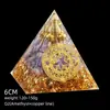 Transfronterizo 6cm Cristal Natural Letra Dorada Adorno Decorativo de Escritorio para el Hogar Pirámide de Resina para Chakra Yoga Meditación