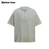 Camiseta POLO de Manga Corta con Cremallera de Algodón Slub Retro Americano Marca de Moda Holgada Sensación de Alta Gama cleanfit Camiseta de Verano para Hombre y Mujer