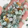Jade de Mianmar Tipo Gelo Grau A Contas Espaçadoras de Florzinhas Tricolores Peças Soltas de Jade Acessórios para Joias Materiais para Tecelagem Atacado