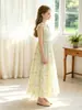 Ropa Infantil Transfronteriza para Niños Mayores, Nuevo Estilo de Verano Vestido de Tirantes Florales, Elegante Vestido sin Mangas de Longitud Media con Lazo para Niñas Jóvenes
