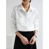 Camisa de algodón cepillado de tiro real para mujer, para ir al trabajo, interior, manga larga, otoño e invierno, entrevista profesional, ropa formal, capa base, camisa gruesa para capas