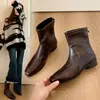 Botines Chelsea Retro Estilo Británico Nuevos 2026 Botines Ajustados Punta Cuadrada para Mujer Tacón Grueso Moda Coreana Botines Cortos de Tela