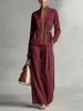 Conjunto Casual Feminino 2026 para Primavera e Verão: Conjunto de Duas Peças com Cardigã Color-Block, Camisa e Calça Wide-Leg