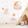 Pegatinas de Pared Autoadhesivas de Cerdo Rosa Lindas de Dibujos Animados Estilo Niña Pegatinas Decorativas de Pared de Fondo para Habitación Infantil BR3258E