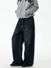 Ropa Mu Xi # Pantalones de pierna ancha con bigotes retro de moda estilo americano, pantalones vaqueros de articulación de bambú, pantalones rectos versátiles para hombres y mujeres