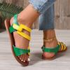 Sandalias Planas de Nuevo Tamaño Grande con Combinación de Colores para Mujer de Comercio Exterior, Sandalias de Playa Ligeras Huecas de Una Sola Tira Transfronterizas, Amazon