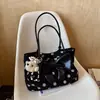 Nueva colección otoño e invierno 2026: bolsa de mano de cuero y terciopelo, bolso de hombro, con detalle de lazo, bolso versátil, diseño de lunares, estilo casual