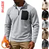 Moletom com zíper de gola alta, masculino, europeu e americano, para outono/inverno, peso pesado, forrado com fleece, quente, casual, tático, funcional, com zíper catiônico