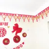 Habitación de Boda Arreglo Festivo Cortina Feliz Techo Personajes Felices Sala de Estar Decoración Colgante Flor de Doble Felicidad Pared de Flores Suministros de Boda