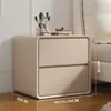 Mesa de noche moderna y sencilla, Almacenamiento de madera maciza estilo crema, No requiere instalación, Nueva mesa de noche de lujo ligero, Adecuada para dormitorio y uso en el hogar