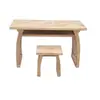 Mesa de Silla de Madera Maciza con Acabado sin Terminar para Aprendizaje Chino Tradicional, Adecuada para Clases de Entrenamiento y Aulas, Incluye un Taburete, Mesa de Caligrafía de Madera Maciza Estilo Chino