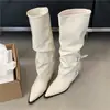Botas Altas Retro de Punta Aguda Estilo Británico para Mujer 2026 Otoño Nuevo Estilo No por Encima de la Rodilla Adelgazantes Botas Largas Aumentadoras de Altura Botas de Monta para Mujer