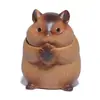 Mascota de té de arcilla púrpura Yixing, adorno de hámster, hecho a mano con acabado esponjoso, linda y adorable decoración de capibara para escritorio, juego de té