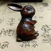 Ornamento de Coelho em Escultura de Buxo Vintage, Item Decorativo Fofo de Mão, Artesanato Criativo de Escultura de Animal Estilo Rústico