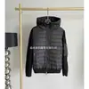 Jaqueta Puffer Casual Patchwork Tricô Estilo Europeu m Mengjia para Homens, Penugem de Pato Branco, Quente, Estilosa, Corte Slim, Gola Alta