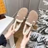 Zapatillas de Algodón Felpa para Casa y Maternidad, Zapatos Birkenstock de Suela Suave, Zapatillas de Medio Pie Peludas para Mujer para Usar Afuera, Nuevo Otoño e Invierno 2025