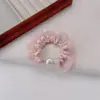 Coletero rosa con perlas y encaje para mujer, coletero básico para coletas y moños, banda elástica para el cabello