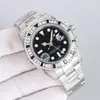 Comercio Exterior Transfronterizo Laojia Diamante de Color Banda de Acero Inoxidable GMT Reloj Mecánico Automático Completo de Moda para Hombre Fabricante Lote