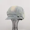 Enviado desde China: Gorra de mezclilla de alta gama coreana con degradado, botones y solapa rasgada, ala ancha, estilo newsboy, gorra octagonal con pico de pato para otoño, moderna