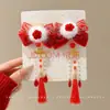 Accesorios para el Cabello de Año Nuevo para Niñas, Pasadores de Año Nuevo, Felicitaciones Festivas de Año Nuevo, Clips Rojos con Borlas de Estilo Antiguo para Niños Bebés