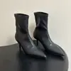 Botines elásticos de punta fina estilo europeo y americano para mujer, botas ajustadas de tacón fino ALA, botines de tacón alto versátiles multicolor, suministro transfronterizo