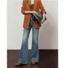 Holgado, Adelgazante, Versátil, Pierna Ancha, Estilo Casual Americano Retro, Jeans Ligeramente Acampanados, Dropshipping para Transmisiones en Vivo, Distribución Transfronteriza