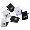 Etiqueta de talla en números de stock 00 a 49# etiqueta de número de trabajo doblada blanca universal para ropa faldas pantalones etiqueta tejida etiqueta de tela número