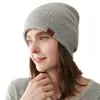 Gorro de Cachemira para Mujer 100% Cachemira Pura Versátil Casual Simple Moda Color Sólido Tejido Gorro Térmico