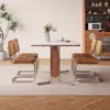 Mesa de Comedor de Madera Maciza y Piedra Estilo Wabi-Sabi Color Crema Nuevo Modelo 2024 Minimalista Moderno Familiar Vintage Francés Retro Gama Alta