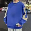 Sudadera de cuello redondo para primavera y otoño, manga caída, prenda única, juvenil, talla grande, para hombre, moderna, camiseta de manga larga, versátil, negra