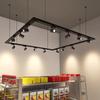 Trilho Aéreo Integrado para Lojas de Roupas, Supermercados Comerciais, Hastes Retráteis para Pendurar, Material de Alumínio de Linha Dupla e Linha Tripla